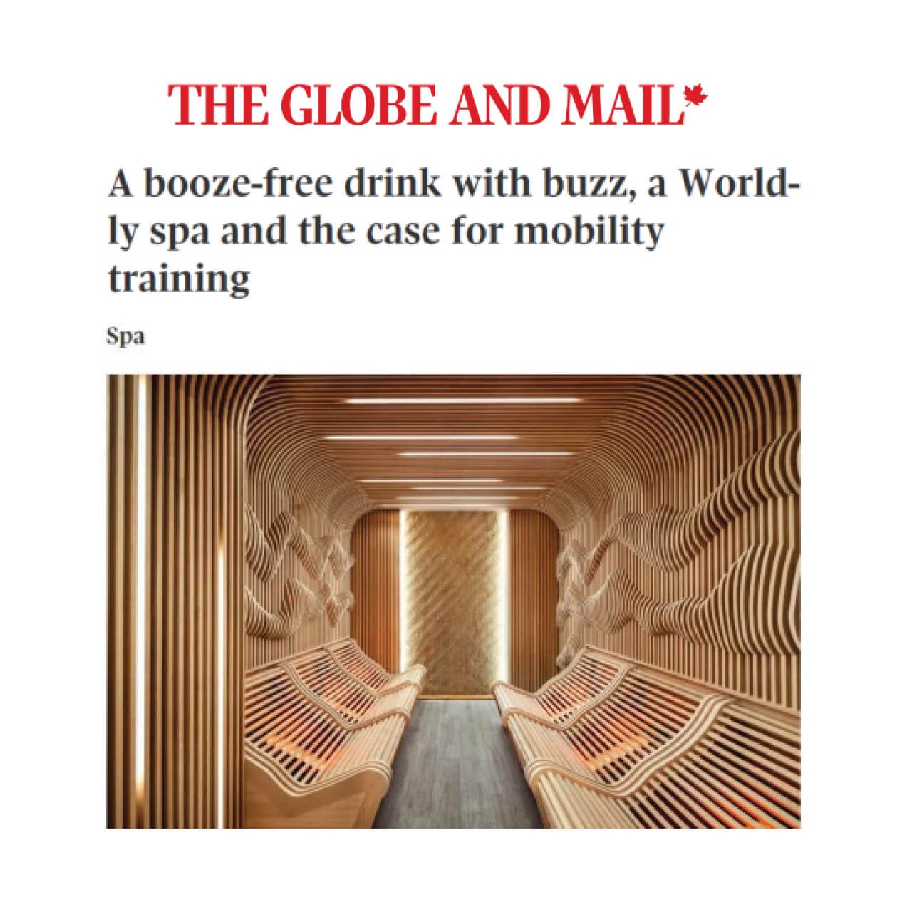an excerpt from the globe and mail magazine featuring World Spa.