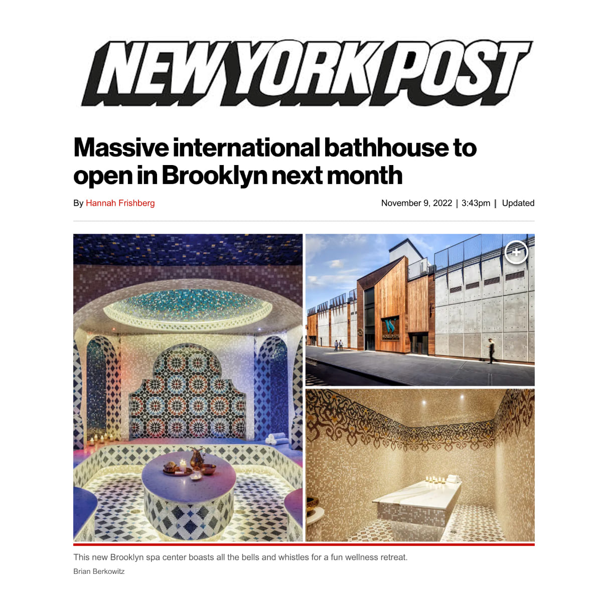 an excerpt from new york post magazine featuring World Spa.